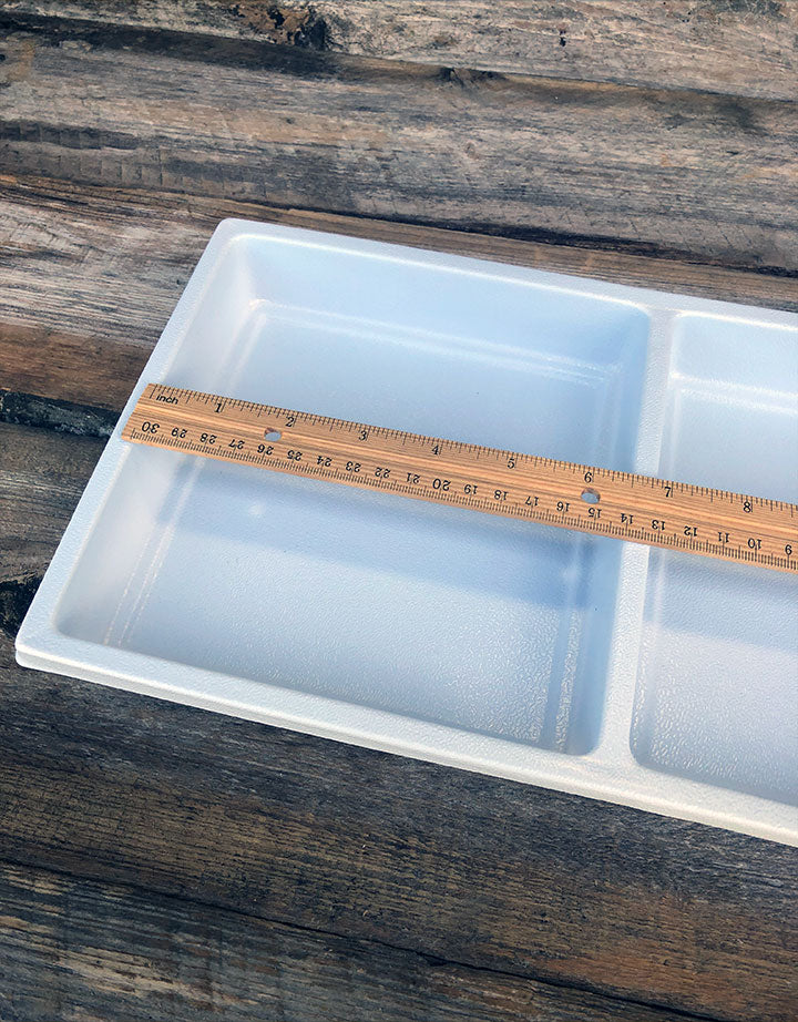 DIS6802 = Plastic Tray Insert 2 Spaces 1-3/8" Deep - White (Pkg of 3)