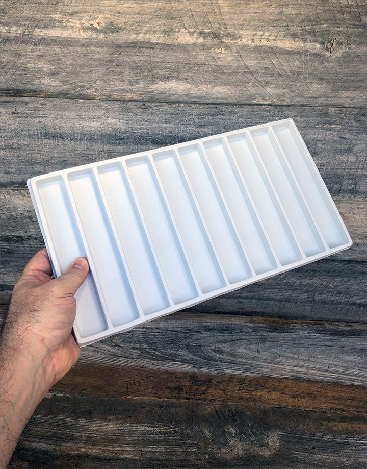 DIS6810B = Plastic Tray Insert 10 Spaces 1/2'' Deep - White (Pkg of 3)