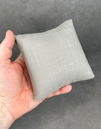 DIS7110 = Grey Linen Pillow for Watches or Bracelets 5"x5" (Pkg of 2)