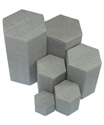 DIS7513 = Grey Linen Stackable Riser Set of 6