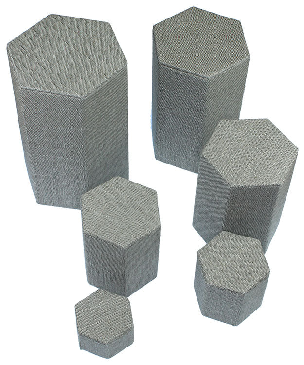 DIS7513 = Grey Linen Stackable Riser Set of 6