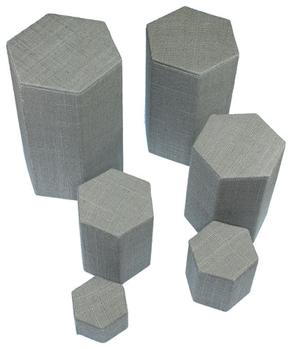 DIS7513 = Grey Linen Stackable Riser Set of 6