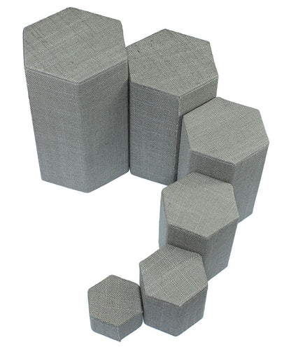 DIS7513 = Grey Linen Stackable Riser Set of 6