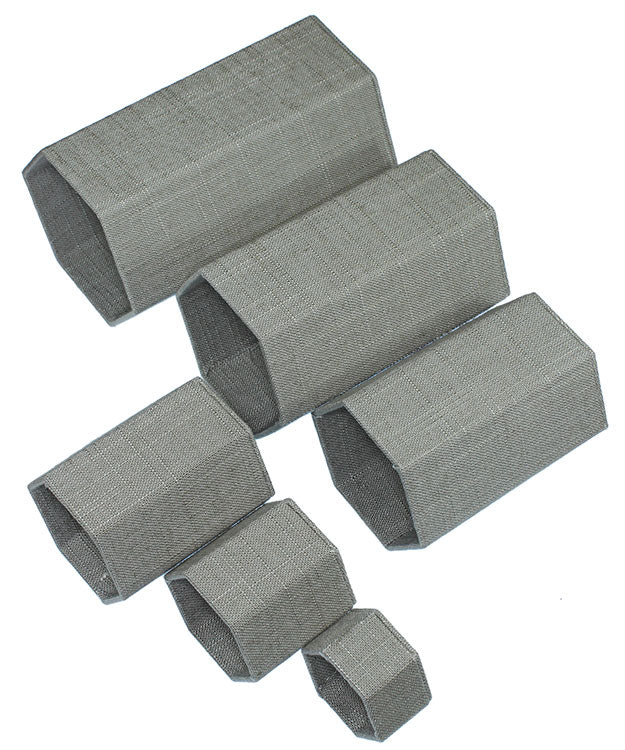 DIS7513 = Grey Linen Stackable Riser Set of 6