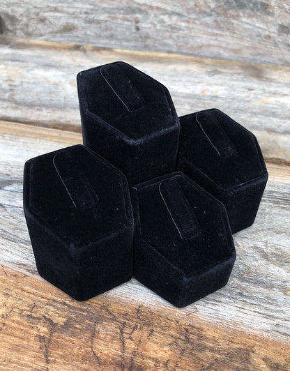 DRG001 = Black Value Velvet RING DISPLAY Set of 4