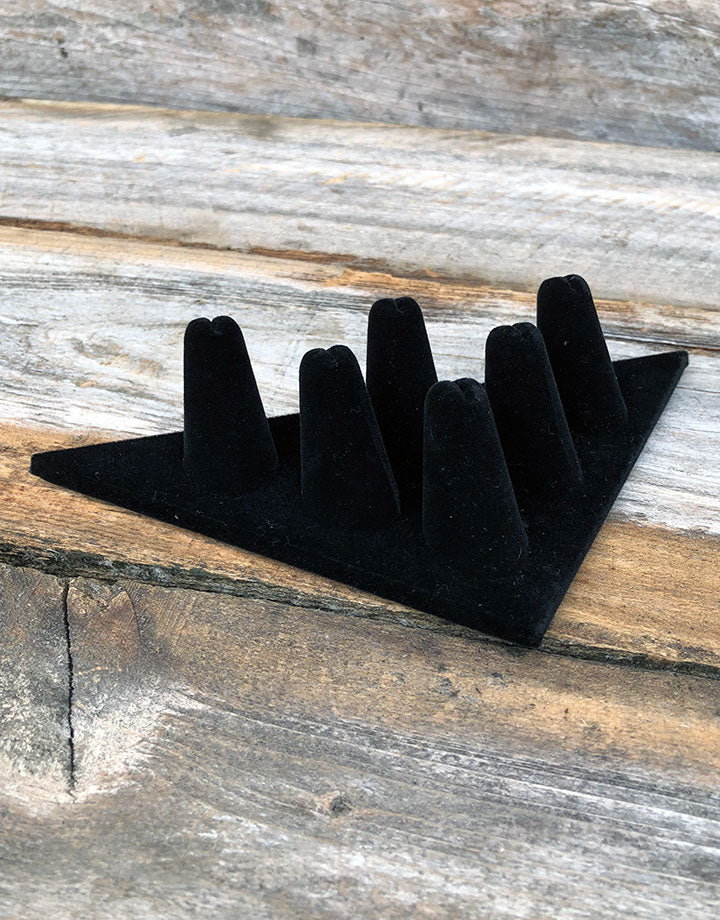 DRG1216 = Black Value Velvet RING FINGER DISPLAY- 6 FINGERS