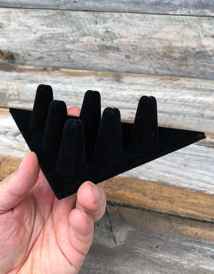 DRG1216 = Black Value Velvet RING FINGER DISPLAY- 6 FINGERS