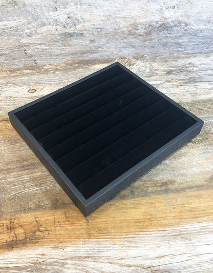 DRG1221 = Black Value Velvet Half Tray Insert with Continuous Slots for Rings