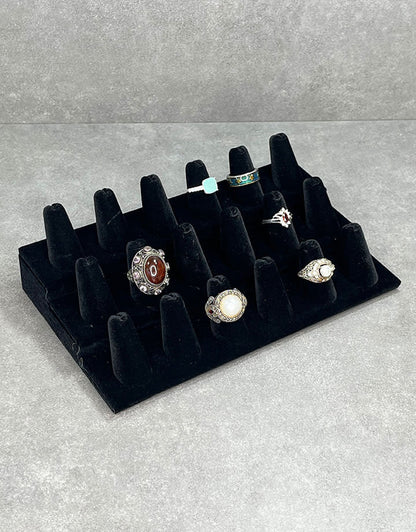DRG1258 = Black Value Velvet Ring Stand with 18 Fingers