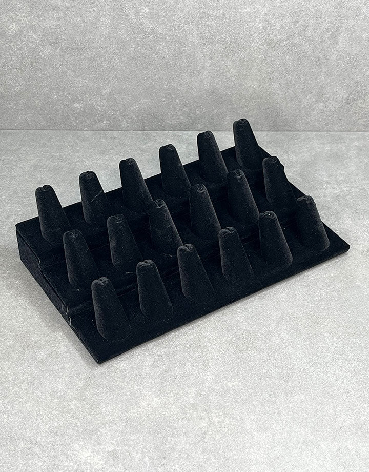 DRG1258 = Black Value Velvet Ring Stand with 18 Fingers