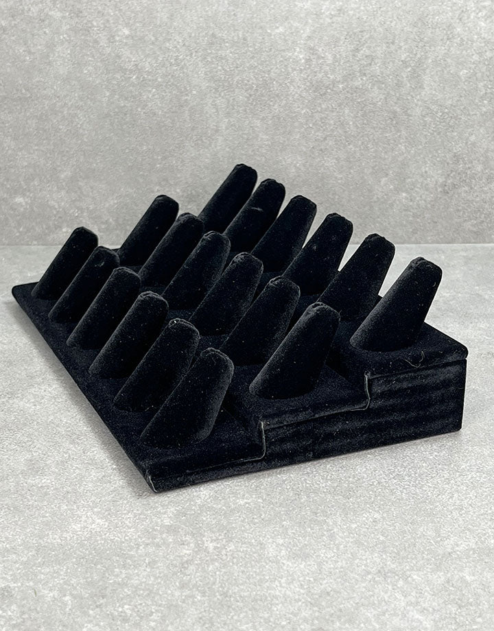 DRG1258 = Black Value Velvet Ring Stand with 18 Fingers