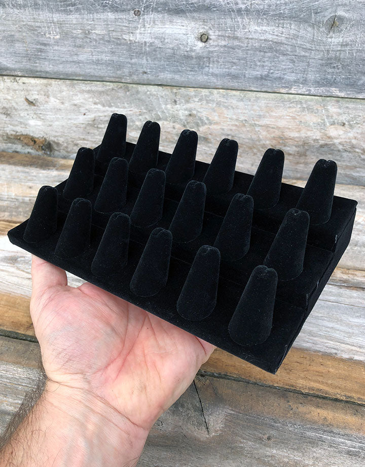 DRG1258 = Black Value Velvet Ring Stand with 18 Fingers