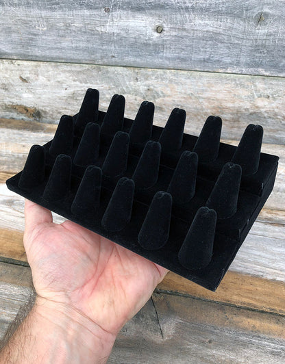 DRG1258 = Black Value Velvet Ring Stand with 18 Fingers