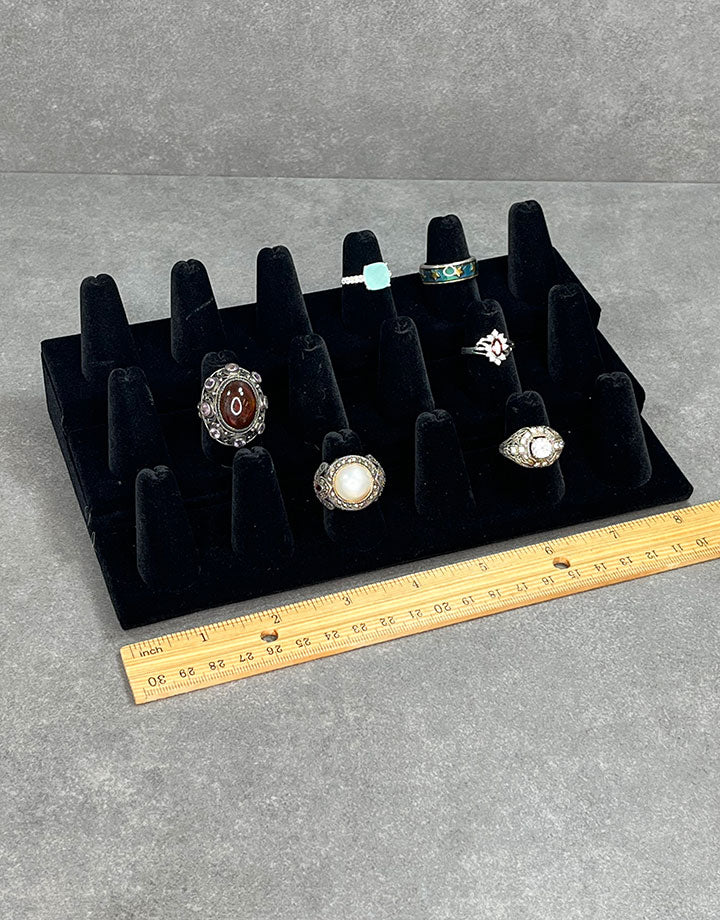 DRG1258 = Black Value Velvet Ring Stand with 18 Fingers