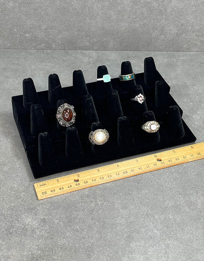 DRG1258 = Black Value Velvet Ring Stand with 18 Fingers