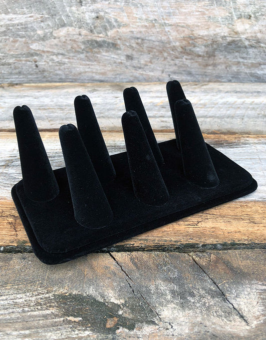 DRG1437 = black-velvet Seven Finger Ring Display 6-3/4" x 3-7/8"