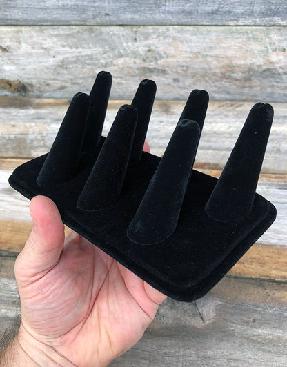 DRG1437 = black-velvet Seven Finger Ring Display 6-3/4" x 3-7/8"