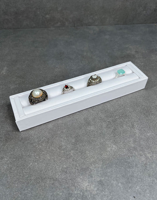 DRG6903 = White Leatherette Ring Slot Display 7-3/4"