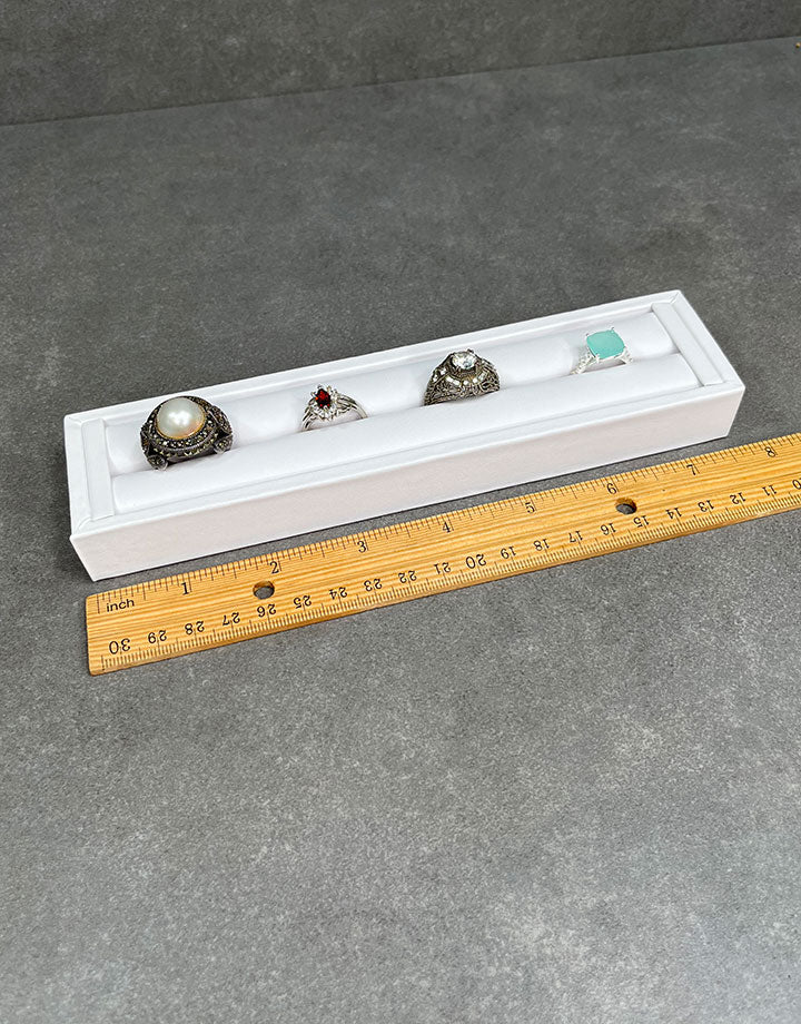 DRG6903 = White Leatherette Ring Slot Display 7-3/4"