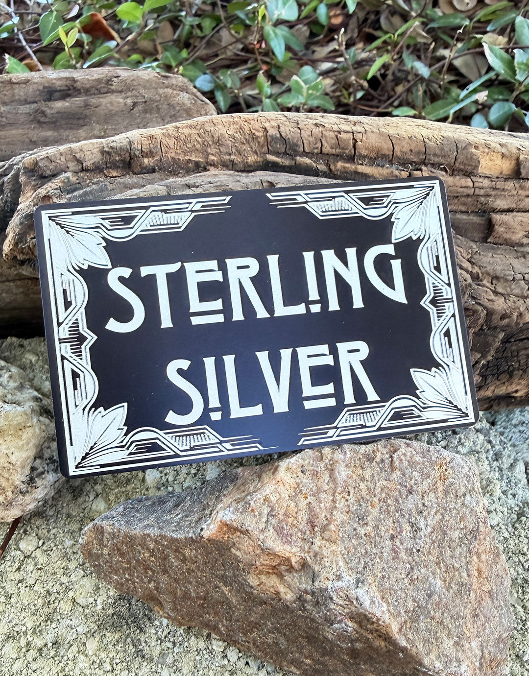 DSI13XX = Laser Engraved Art Deco Black Aluminum Showcase Sign **Choose Message**