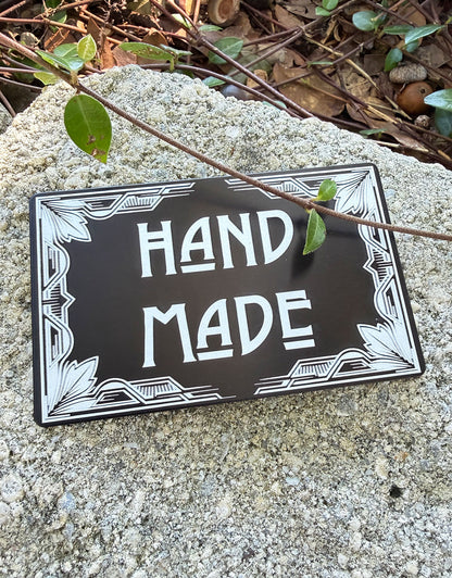 DSI13XX = Laser Engraved Art Deco Black Aluminum Showcase Sign **Choose Message**