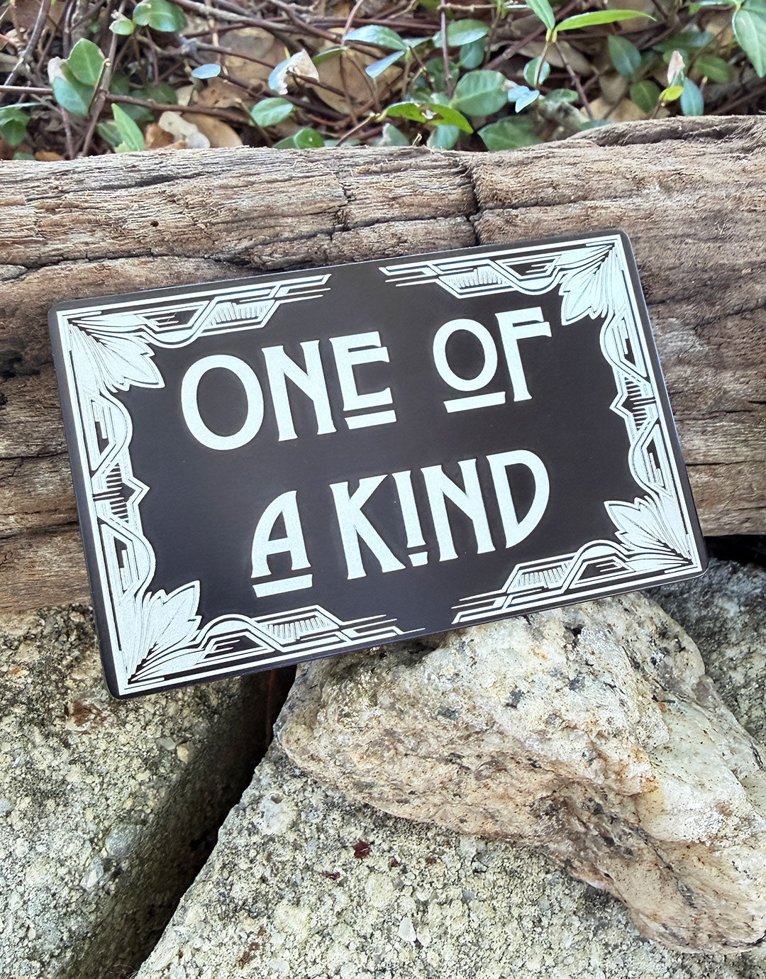 DSI13XX = Laser Engraved Art Deco Black Aluminum Showcase Sign **Choose Message**