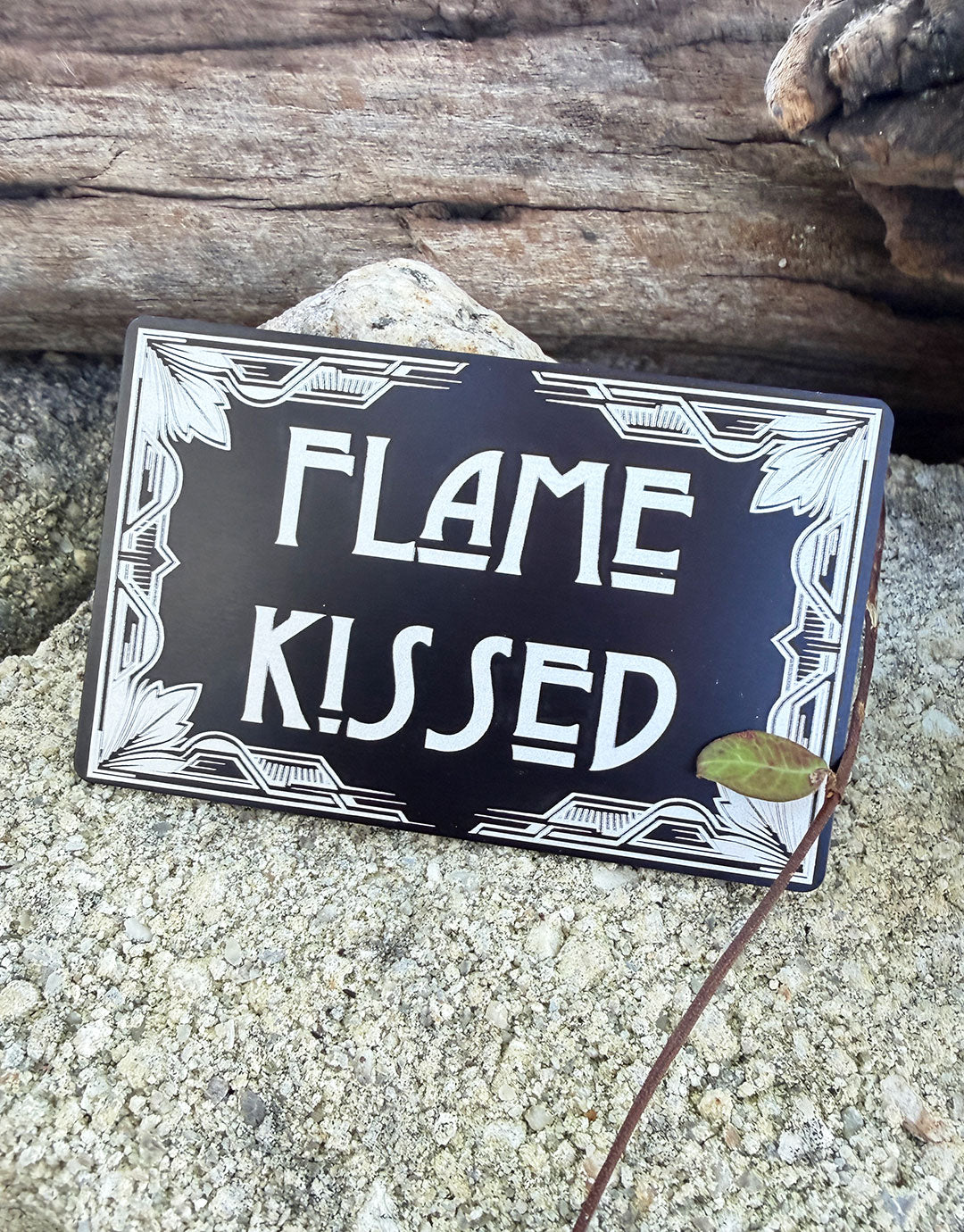 DSI13XX = Laser Engraved Art Deco Black Aluminum Showcase Sign **Choose Message**