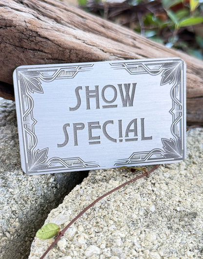 DSI10XX = Laser Engraved Art Deco Aluminum Signs **Choose Message**