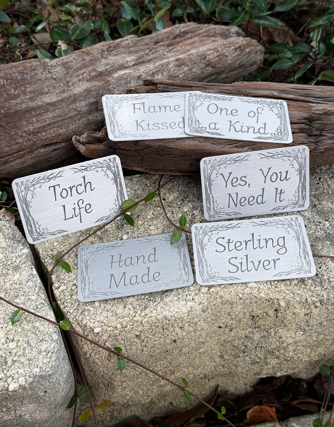 DSI11XX = Laser Engraved Vines Aluminum Showcase Signs **Choose Message**