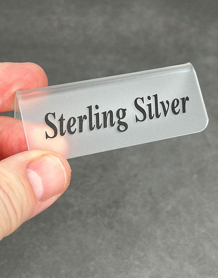 DSI5529 = Frosted Acrylic Sign with Black Letters 3''x1''  STERLING SILVER  (Pkg of 3)