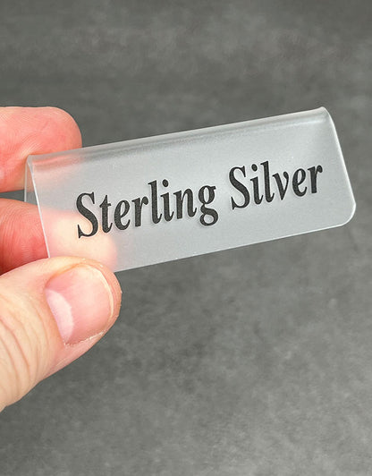 DSI5529 = Frosted Acrylic Sign with Black Letters 3''x1''  STERLING SILVER  (Pkg of 3)