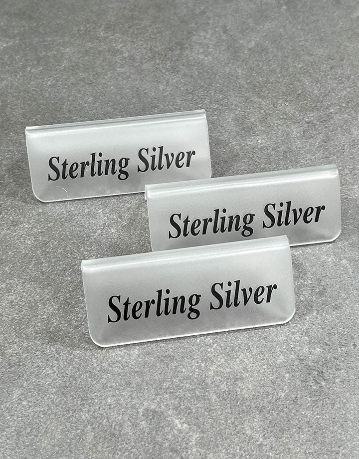 DSI5529 = Frosted Acrylic Sign with Black Letters 3''x1''  STERLING SILVER  (Pkg of 3)