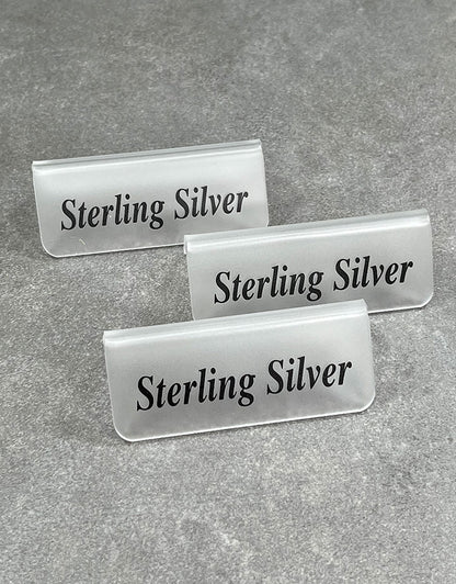 DSI5529 = Frosted Acrylic Sign with Black Letters 3''x1''  STERLING SILVER  (Pkg of 3)