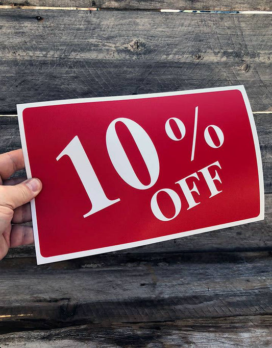 DSI5931 = Sign Plastic - "10% OFF" PLASTIC 7 X 11