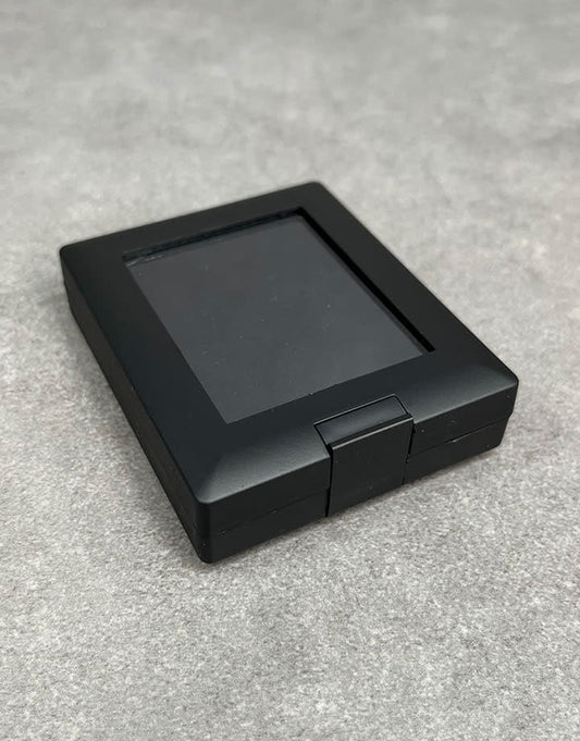 DST1001 = Glass Top Gemstone Display Black Plastic