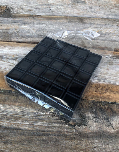 DST5004 = Gem Box with Glass Top & Foam Insert 1'' Square Black (Pkg of 50)