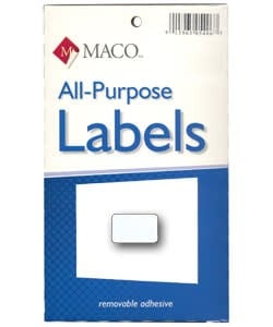 DTA6414 = Rectangular White Adhesive Labels 3/8'' x 5/8'' (Pkg of 1000)