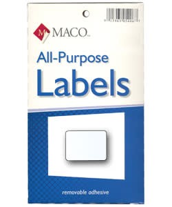 DTA6424 = Rectangular White Adhesive Labels 5/8'' x 7/8'' (Pkg of 1000)