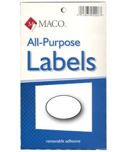 DTA6449 = Oval White Adhesive Labels 1/2'' x 3/8'' (Pkg of 1000)