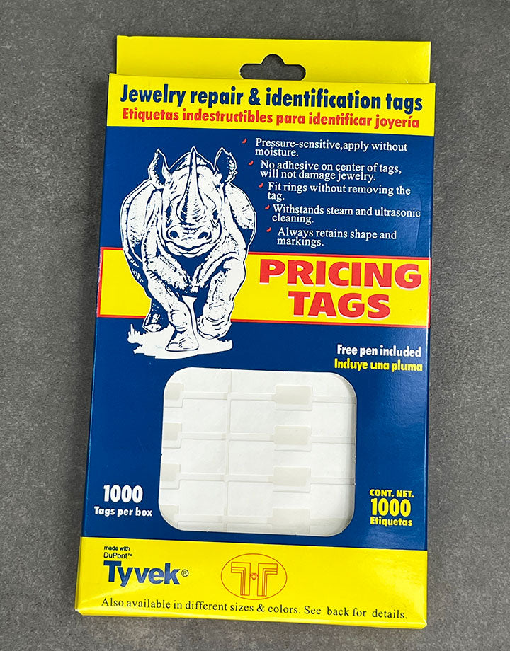 DTA7020 = White Tyvek Square Dumbbell Tags 1-9/16'' x 7/16'' (Pkg of 1000)