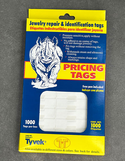 DTA7020 = White Tyvek Square Dumbbell Tags 1-9/16'' x 7/16'' (Pkg of 1000)