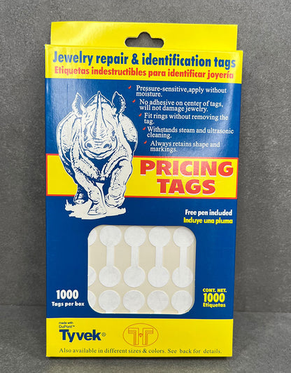 DTA7070 = White Tyvek Dumbbell Tags 1-3/8'' x 1/2'' (Pkg of 1000)