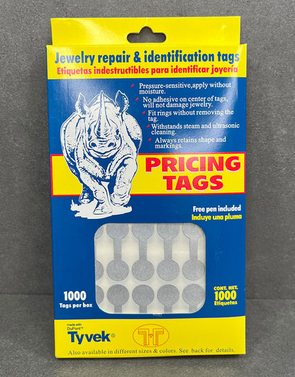 DTA7072 = Silver Tyvek Dumbbell Tags 1-3/8'' x 1/2'' (Pkg of 1000)
