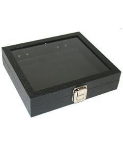 DTR1405 = GLASS TOP HALF TRAY with METAL CLASP 2'' DEEP