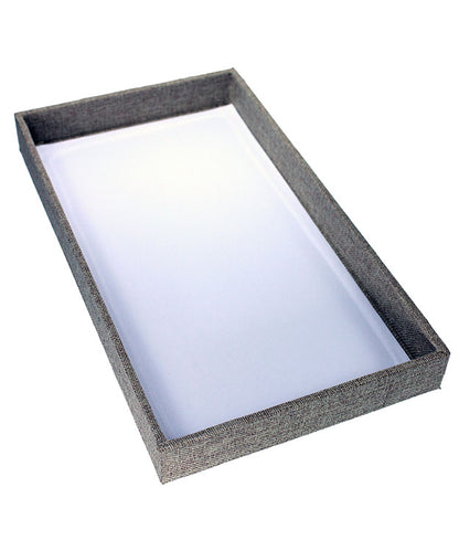 DTR3001 = Burlap Covered Display Trays 14-7/8 x 8-3/8 x 1.5'' deep