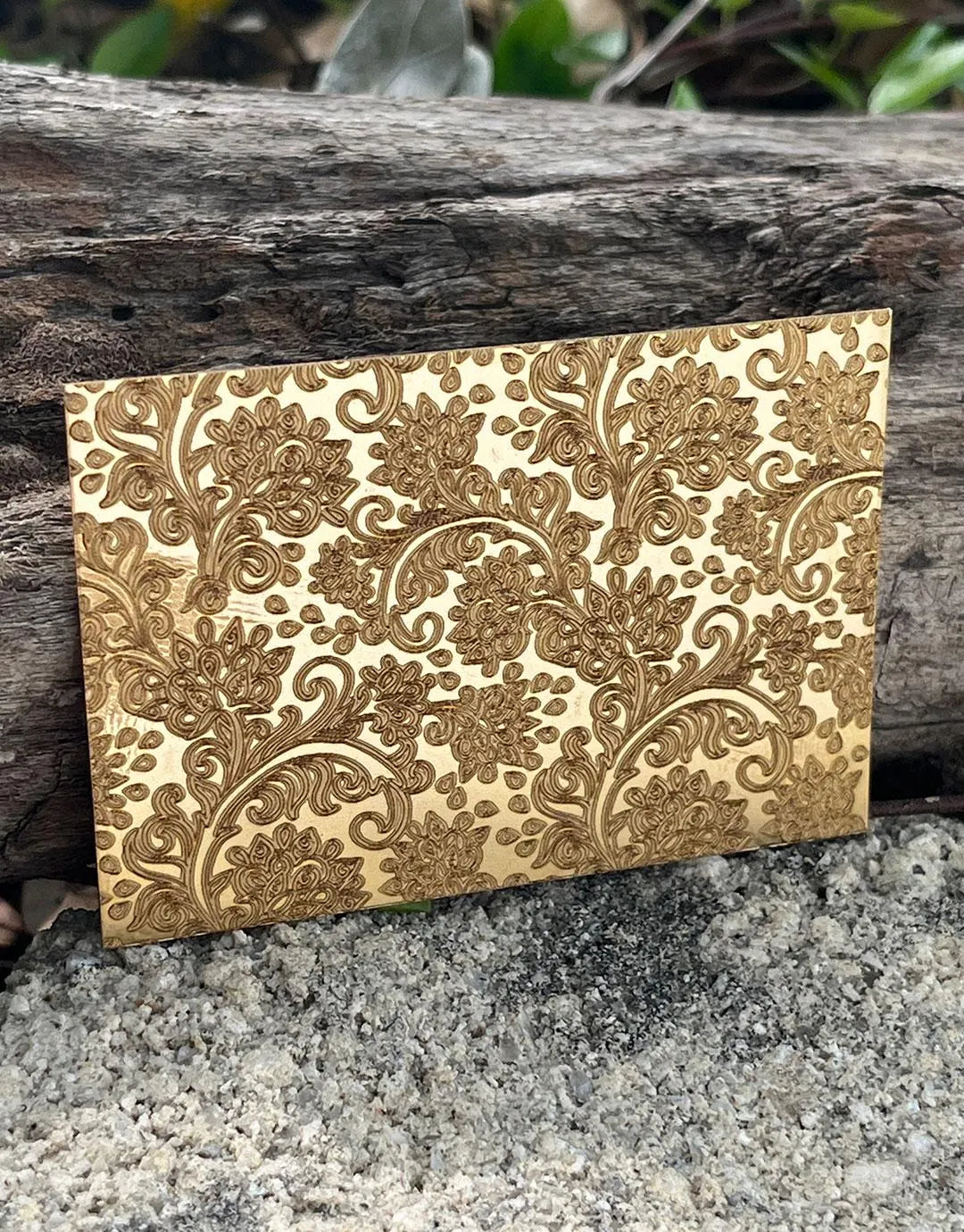 XLP0142 = Retro Floral Pattern Laser Engraved Metal Sheet 3x2" = Textured Jewelry Blank = Copper, Brass & More