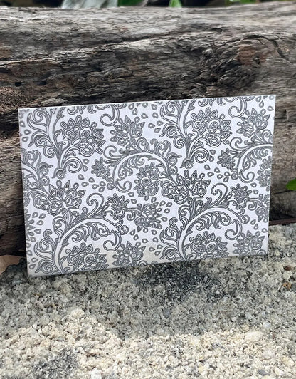 XLP0142 = Retro Floral Pattern Laser Engraved Metal Sheet 3x2" = Textured Jewelry Blank = Copper, Brass & More
