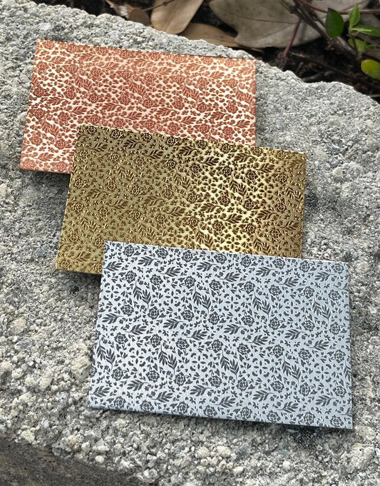 XLP0143 = Floral Zigzag Pattern Laser Engraved Metal Sheet 3x2" = Textured Jewelry Blank = Copper, Brass & More