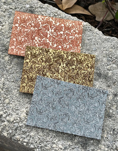 XLP0144 = Floral Wallpaper Laser Engraved Metal Sheet 3x2" = Textured Jewelry Blank = Copper, Brass & More