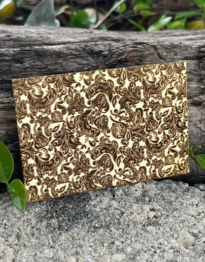 XLP0144 = Floral Wallpaper Laser Engraved Metal Sheet 3x2" = Textured Jewelry Blank = Copper, Brass & More